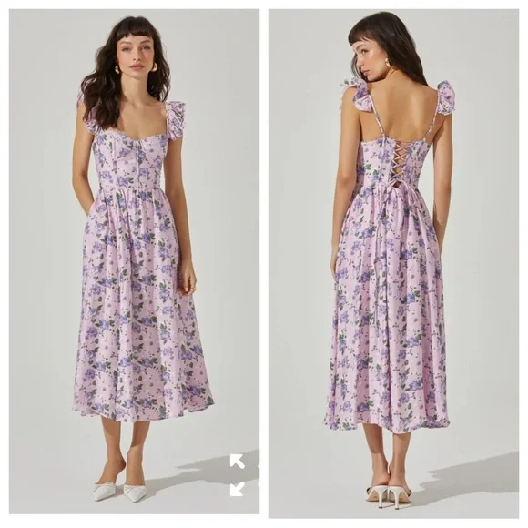 white christmas dresses Wedelia Floral Bustier Midi Dress main image 1